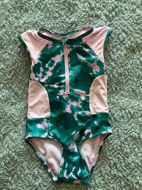 Cat & Jack Green and Pink Tie-Dye Kids One-Piece Swim
